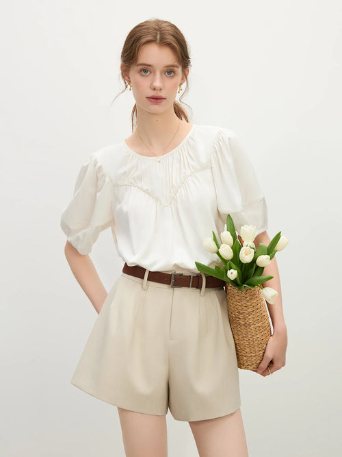 Saviig Linen Shirt: French Elegant Summer Top for Women