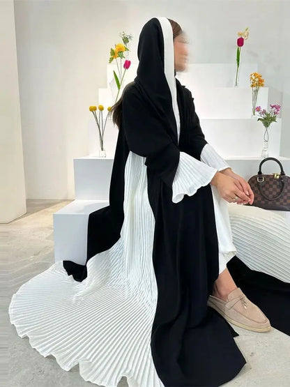 Saviig Ramadan Eid Black Pleats Kimono Abaya Dubai Luxury 2024 Muslim Kaftan Dress