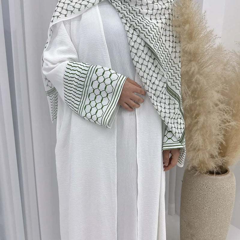 Saviig Eid Embroidered Kimono Cardigan Abaya for Muslim Women