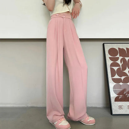 Saviig High-Waisted Wide Leg Pants - Women's Casual Office Lady Suit Trousers