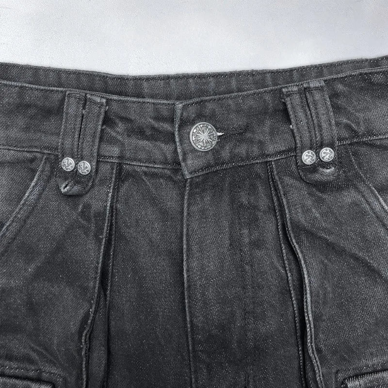 Saviig High Waist Washed Baggy Jeans Women Gothic Hip Hop Vintage Fashion