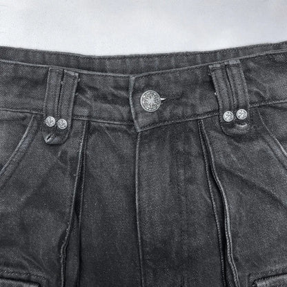 Saviig High Waist Washed Baggy Jeans Women Gothic Hip Hop Vintage Fashion