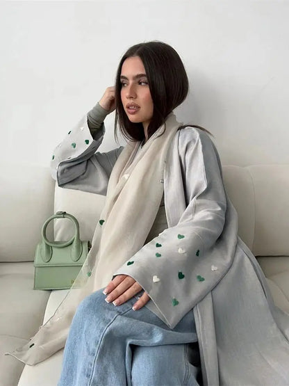 Saviig Butterfly Moon Heart Modest Kimono Abaya for Women