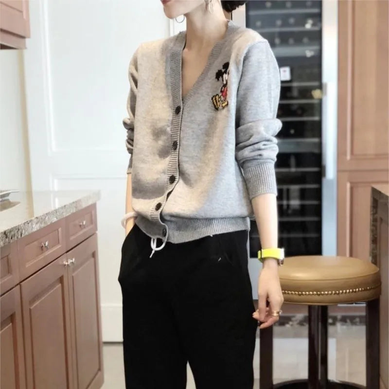 Saviig Mickey Print Turtleneck Sweater for Women