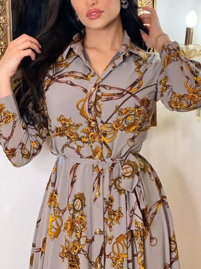 Saviig Ramadan Print Abaya Dress for Women, Elegant Islamic Kaftan Vestidos