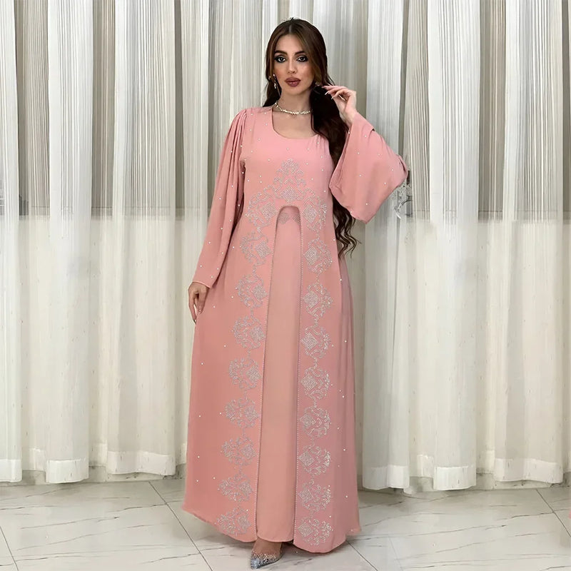 Saviig Morocco Diamonds Abayas for Women Muslim Evening Dress