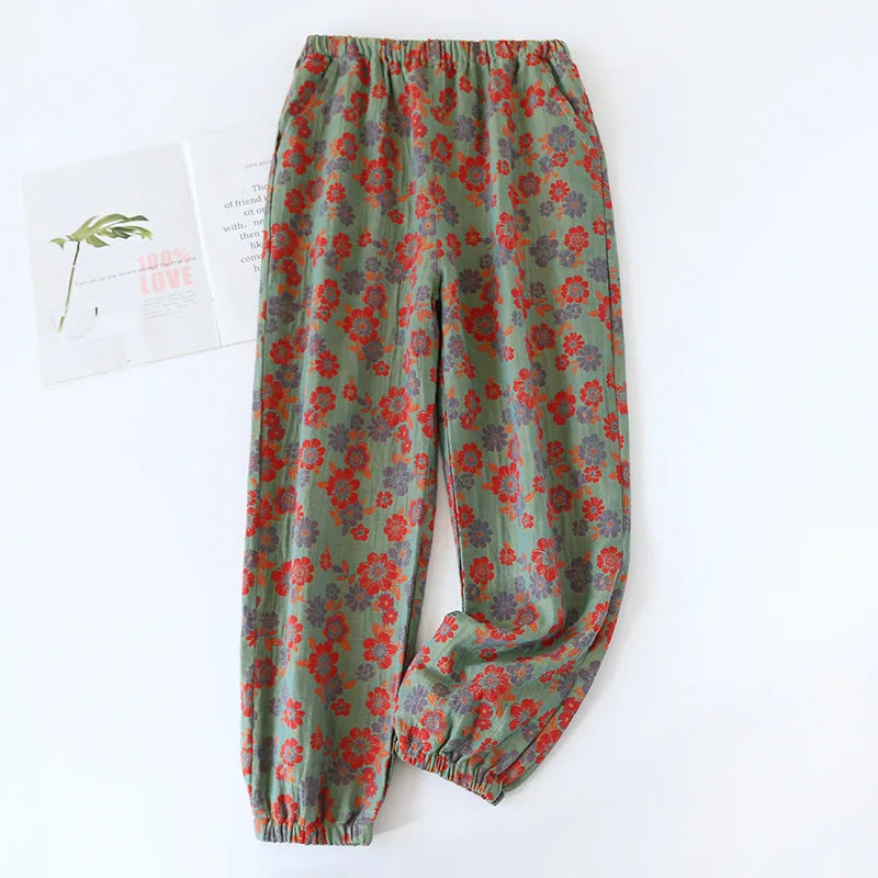 Saviig Cotton Jacquard Flower Print Sleep Pants