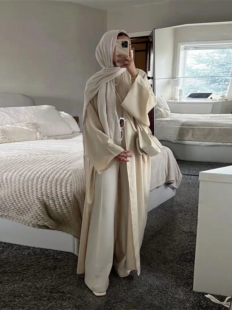 Saviig Batwing Kimono Abaya Dubai Dress for Women - Cotton Linen Muslim Caftan