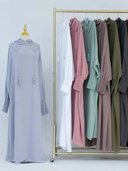 Saviig Ramadan Hoodie Kebaya Khimar Abaya Modest Dress Robe for Muslim Women