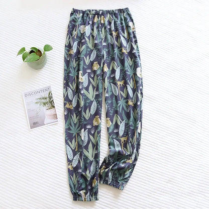 Saviig Floral Viscose Pajama Pants: Comfortable Loose Fit Home Trousers