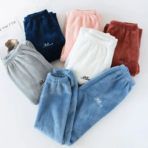 Saviig Flannel Fleece Winter Couple Pants - Warm Home Pajama Bottoms