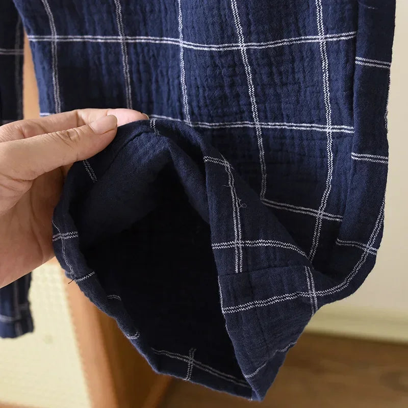 Saviig Men's Checkered Crepe Sleeper Pants - 100% Cotton Casual Bottoms