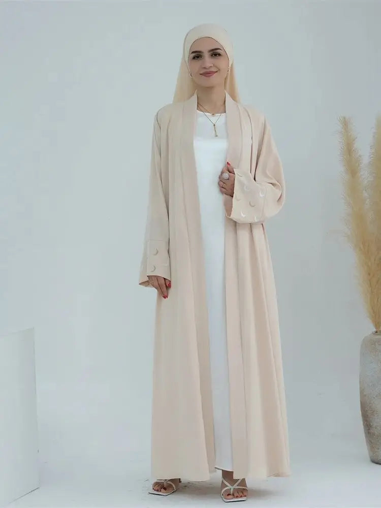 Saviig Ramadan Moon Embroidered Abaya Kimono Dubai Luxury 2025