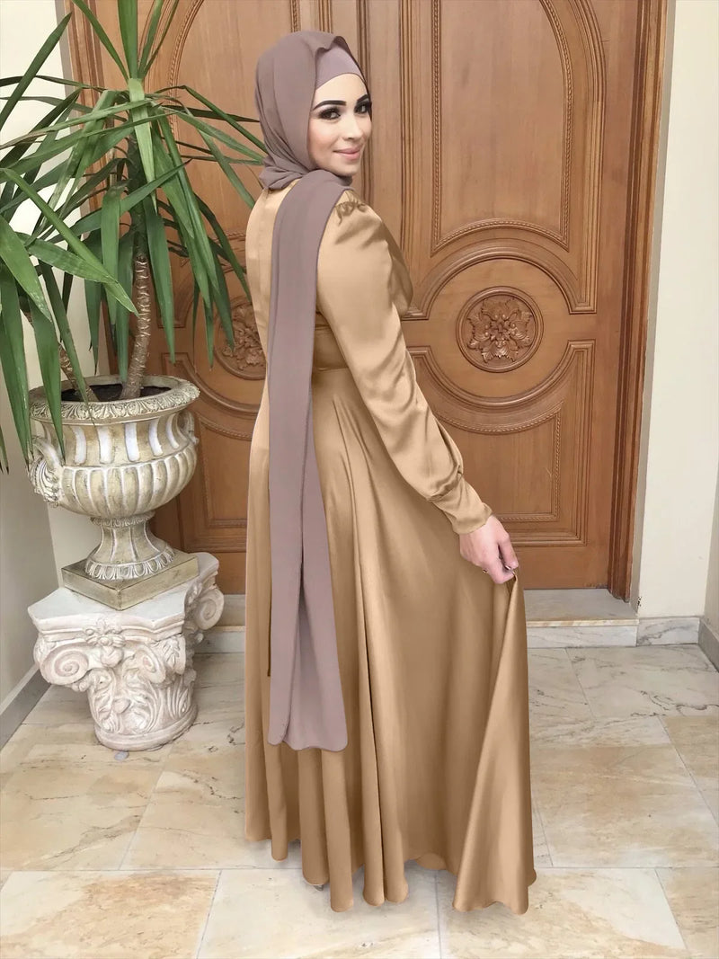 Saviig Ramadan Eid Satin Abaya for Modest Muslim Women