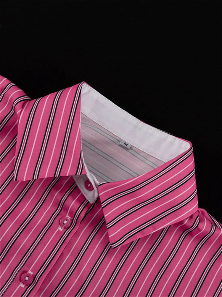 Saviig Striped Pocket Shirt Blazer: Women's Casual Long Sleeve Cardigan