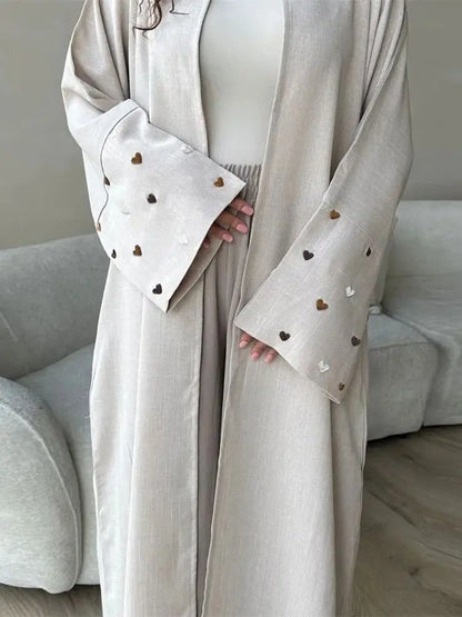Saviig Butterfly Moon Heart Modest Kimono Abaya for Women