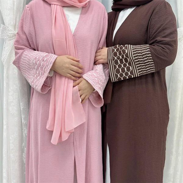 Saviig Eid Embroidered Kimono Cardigan Abaya for Muslim Women