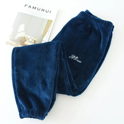 Saviig Flannel Fleece Winter Couple Pants - Warm Home Pajama Bottoms
