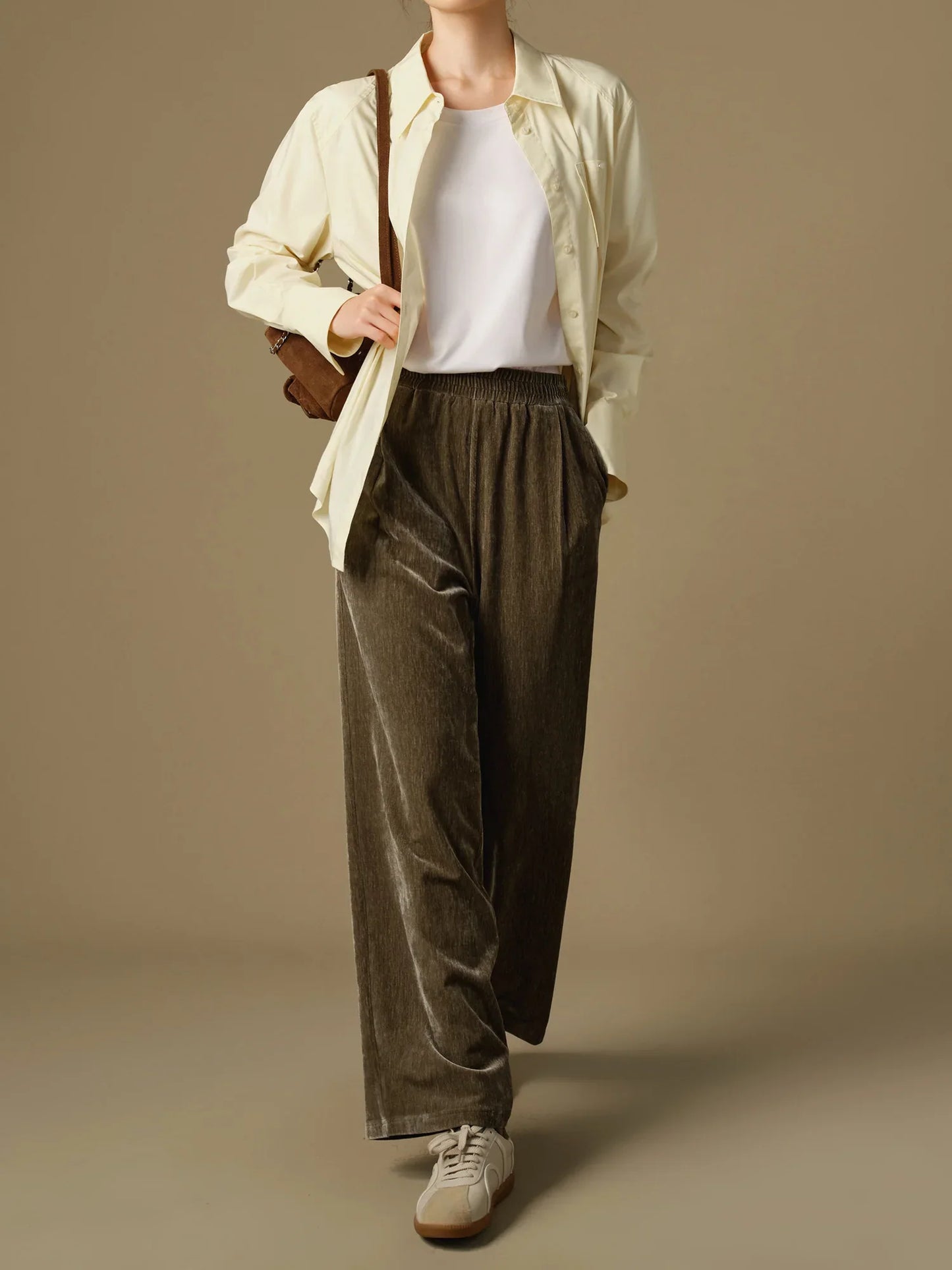 Saviig Velvet Wide Leg Pants 2024 Winter Collection