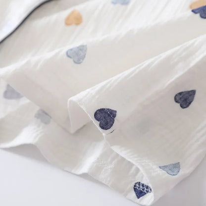 Saviig Cotton Gauze Short Sleeve Pajama Set