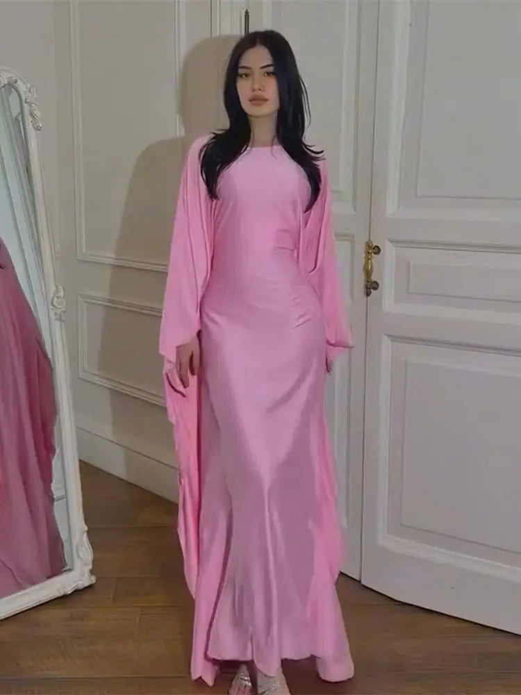 Saviig Shiny Batwing Satin Abaya Dubai Luxury 2024 - Maxi Kaftan Dress Muslim Islamic Caftan