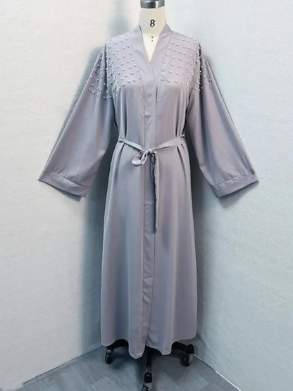 Saviig Ramadan Eid Open Abaya Luxury Muslim Modest Kimono Robe Femme