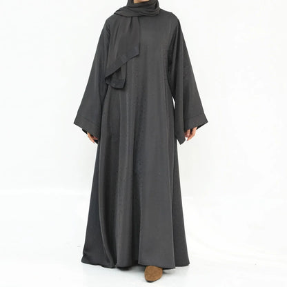 Saviig 3D Jacquard Muslim Abaya Dress for Women, O Neck Wide Sleeves