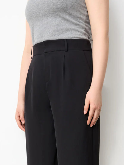 Saviig Women's Classic Black Suit Pants - Full Length Twill Trousers