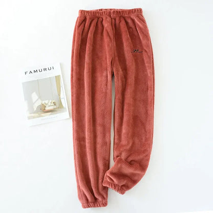 Saviig Flannel Fleece Winter Couple Pants - Warm Home Pajama Bottoms