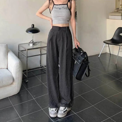 Saviig High Waist Baggy Striped Suit Pants for Women