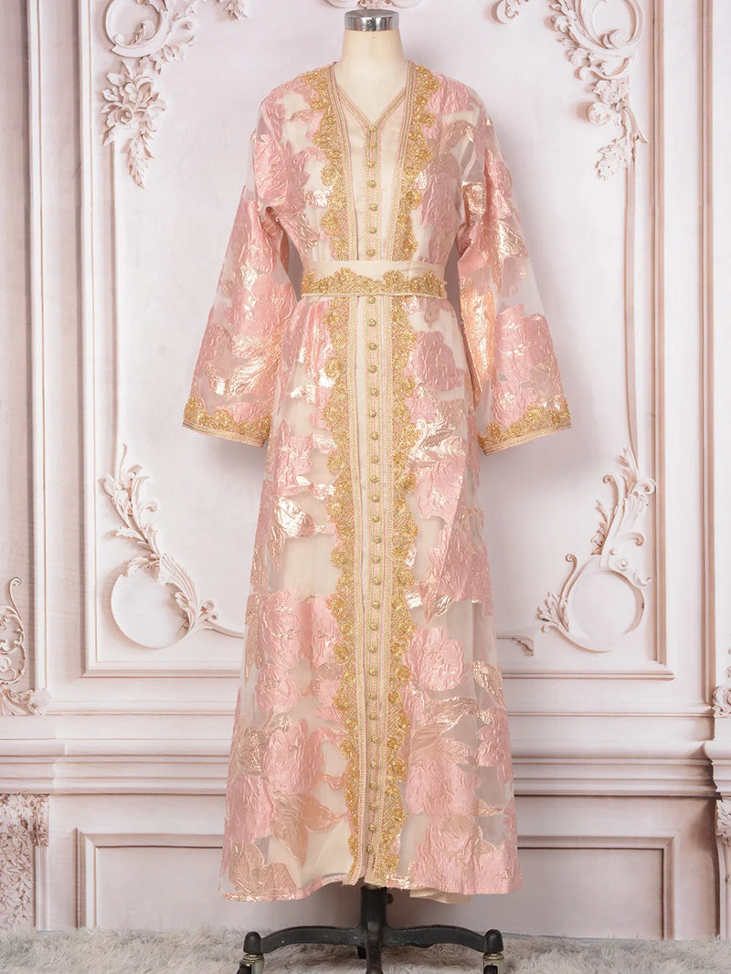 Saviig Moroccan Takchita Kaftan, Elegant 2-Piece Set for Events & Weddings