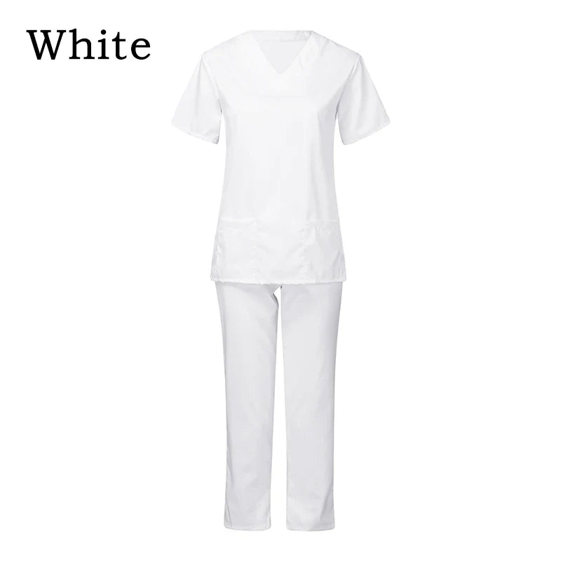 Saviig V-Neck Nurse Uniform Set - Short Sleeve Hospital Workwear