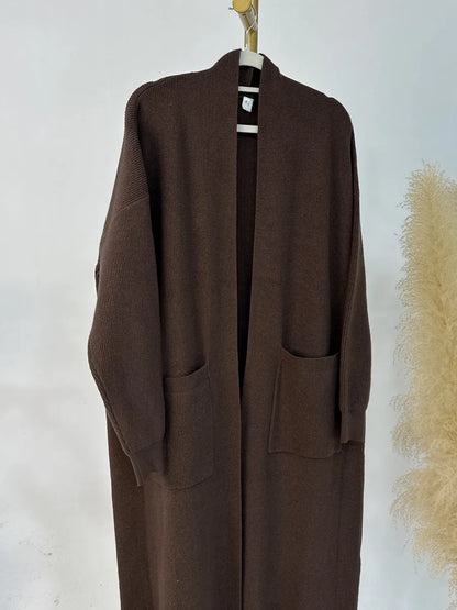 Saviig Winter Thicken Knit Abaya Cardigan for Muslim Women