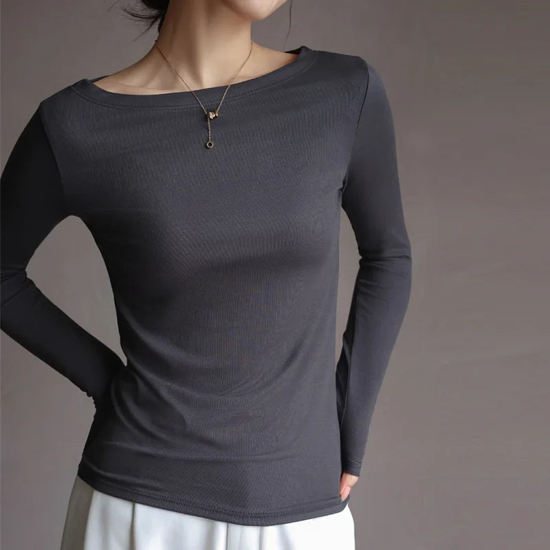 Saviig Modal Sheath Tshirt: Women's High Stretch Long Sleeve Tee