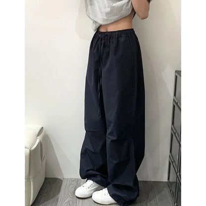 Saviig Women's Retro Baggy Cargo Sweatpants - Y2K Streetwear Wide Leg Trousers