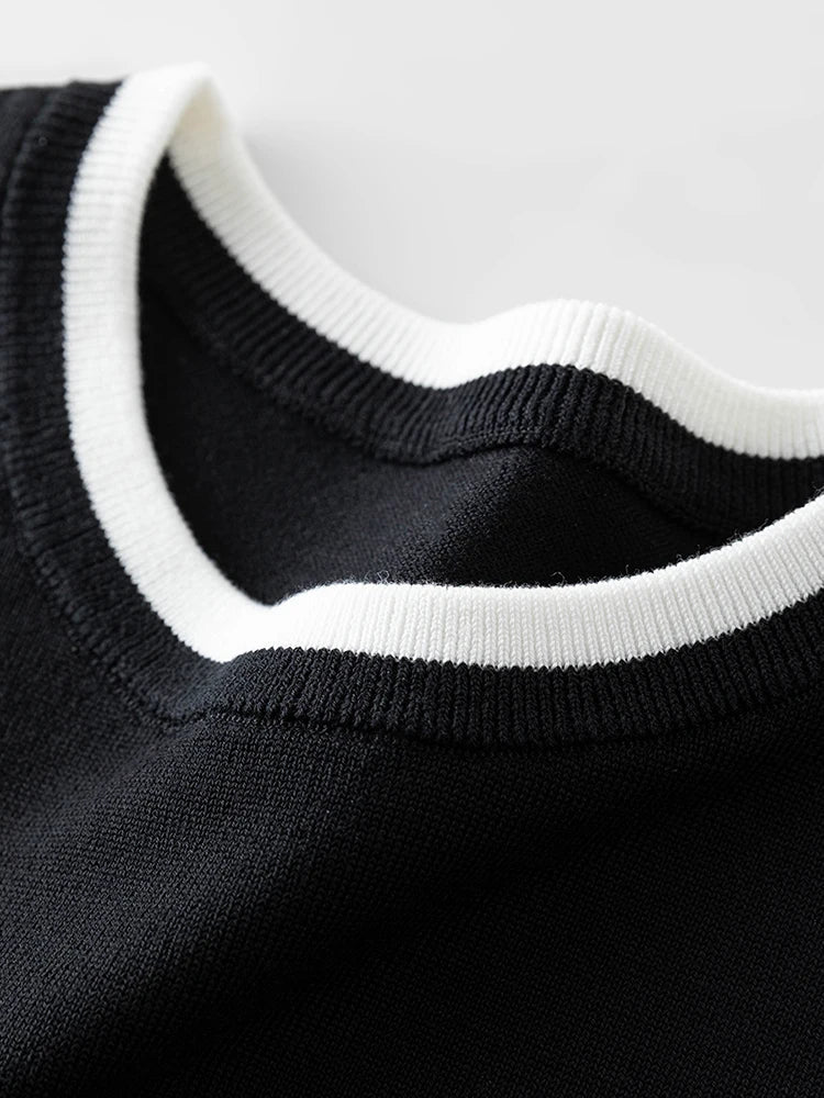 Saviig Wool Blend Contrast Sweater & Cool Lyocell Tee Set for Women