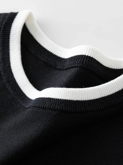 Saviig Wool Blend Contrast Sweater & Cool Lyocell Tee Set for Women