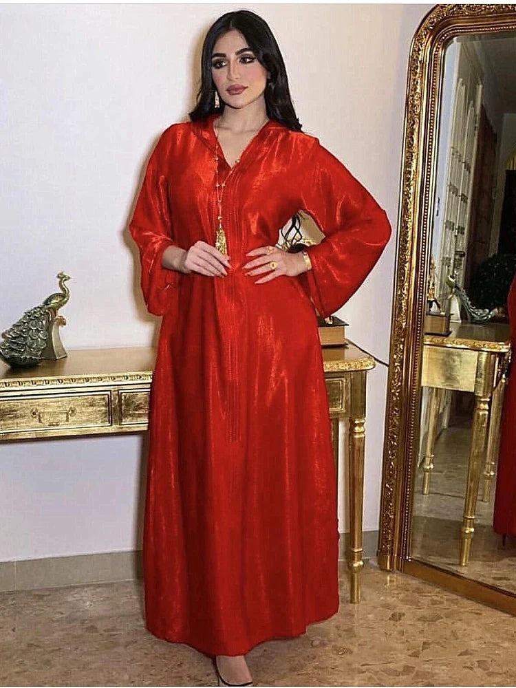 Saviig Eid Dubai Abaya Dress Moroccan Kaftan Hooded Robe for Women