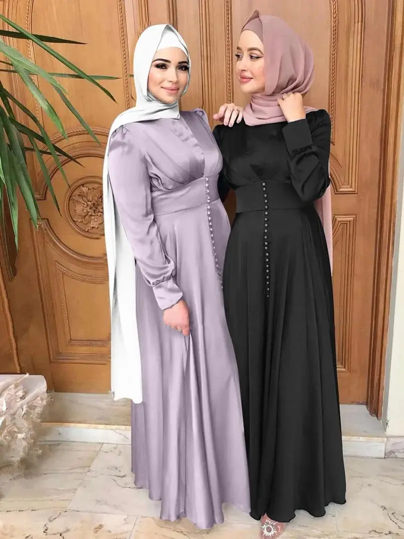 Saviig Ramadan Eid Satin Abaya for Modest Muslim Women