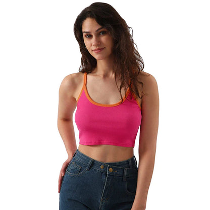 Saviig Back Cross Patchwork Cropped Tops - Women's Cotton Stretchy Summer Aesthetic Code
