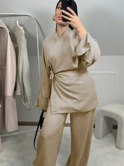 Saviig Eid Abaya Set: Plain 2-Piece Modest Muslim Set for Women