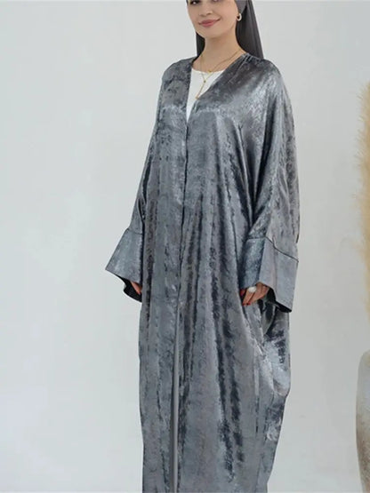 Saviig Ramadan Shiny Satin Kimono Abaya Dubai Luxury 2025 Muslim Dress