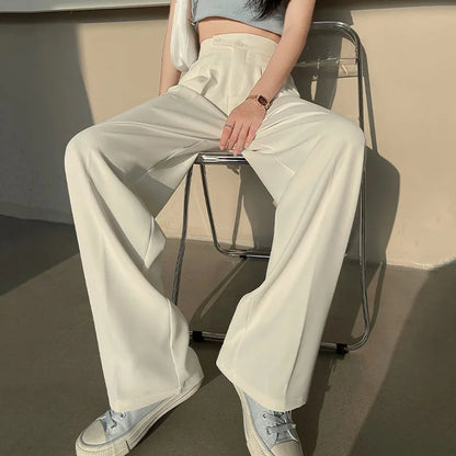 Saviig High-Waisted Wide Leg Pants - Women's Casual Office Lady Suit Trousers