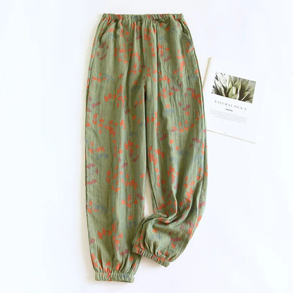 Saviig Women's Cotton Pajama Pants with Colored Flower Design