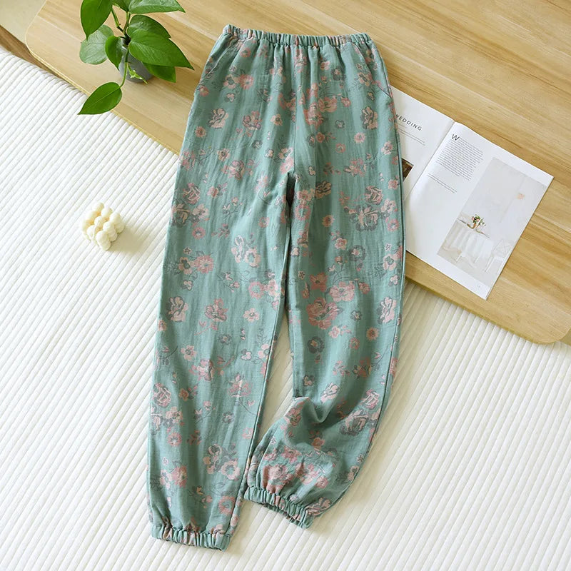 Saviig Cotton Jacquard Flower Print Sleep Pants