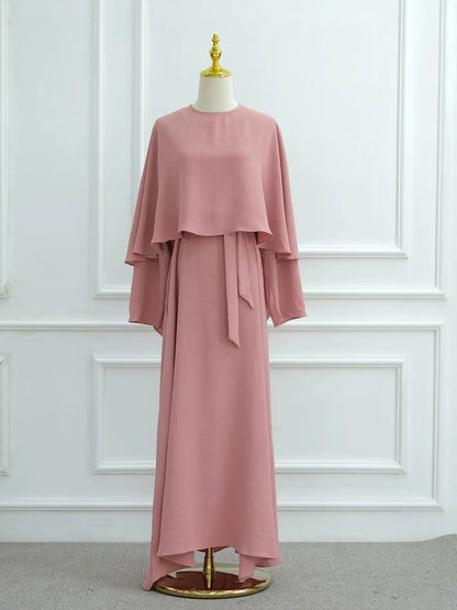 Saviig Dubai 2-Piece Abaya Set for Women, Modest Muslim Prayer Shawl Dress