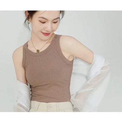 Saviig Modal Bra Top: Chest Pad Vest Camisole Crop for Women