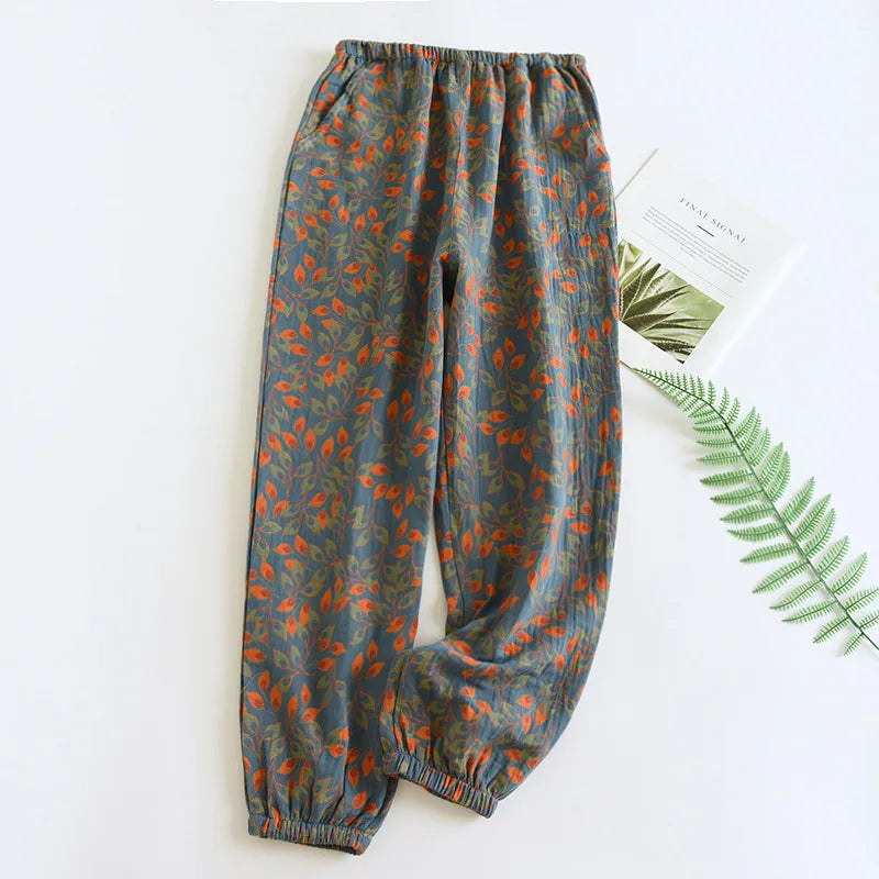 Saviig Cotton Jacquard Flower Print Sleep Pants