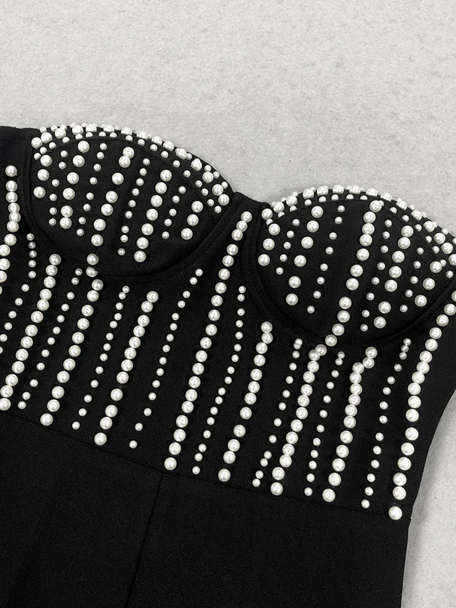 Saviig Bead Jumpsuit: Strapless Slim Fit Elegant High Waist Jumpsuit