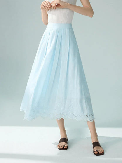 Saviig Linen Lace Casual Set: 2025 SS Minimalist Style All-match Shirt Skirt